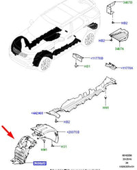Front Wheel Fender Linning Right LR082848 Compatible With Land Rover Discovery - L462 (2017-2021) Tag No.42