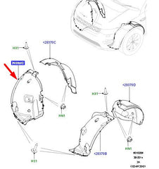Front Right Fender Liner LR073058 Compatible With LAND ROVER DISCOVERY SPORT (L550) Tag No.12