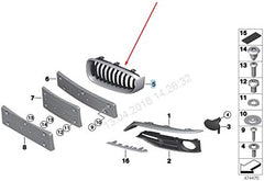 Outer Chrome Kidney Grill Left 51137294807 & Right 51137294808 Compatible With BMW 3 Series GT (F34) (2013-2016) Tag No.97