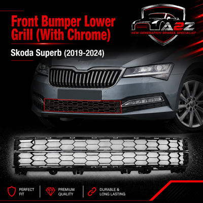 Front Bumper Lower Grill With Chrome 3V0853677A 3V0853551D Compatible With Skoda Superb (2019-2024) Tag No.506