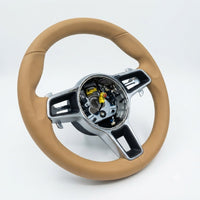Beige Leather Steering Wheel Compatible With Porsche Models