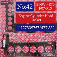 Engine Cylinder Head Gasket 477.332 11127809757 Compatible With BMW 3-SERIES Convertible (E93) 5-SERIES (F10) 5-SERIES Gran Turismo (F07) 7-SERIES (F01, F02, F03, F04) X5 (E70) X6 (E71, E72) Tag No.42