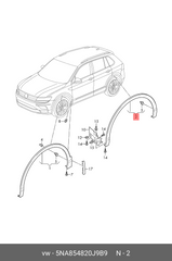 Rear Right Wheel Eyebrow 5NA854820J Compatible With VW TIGUAN (AD1, AX1) (2016-2020) Tag No.156