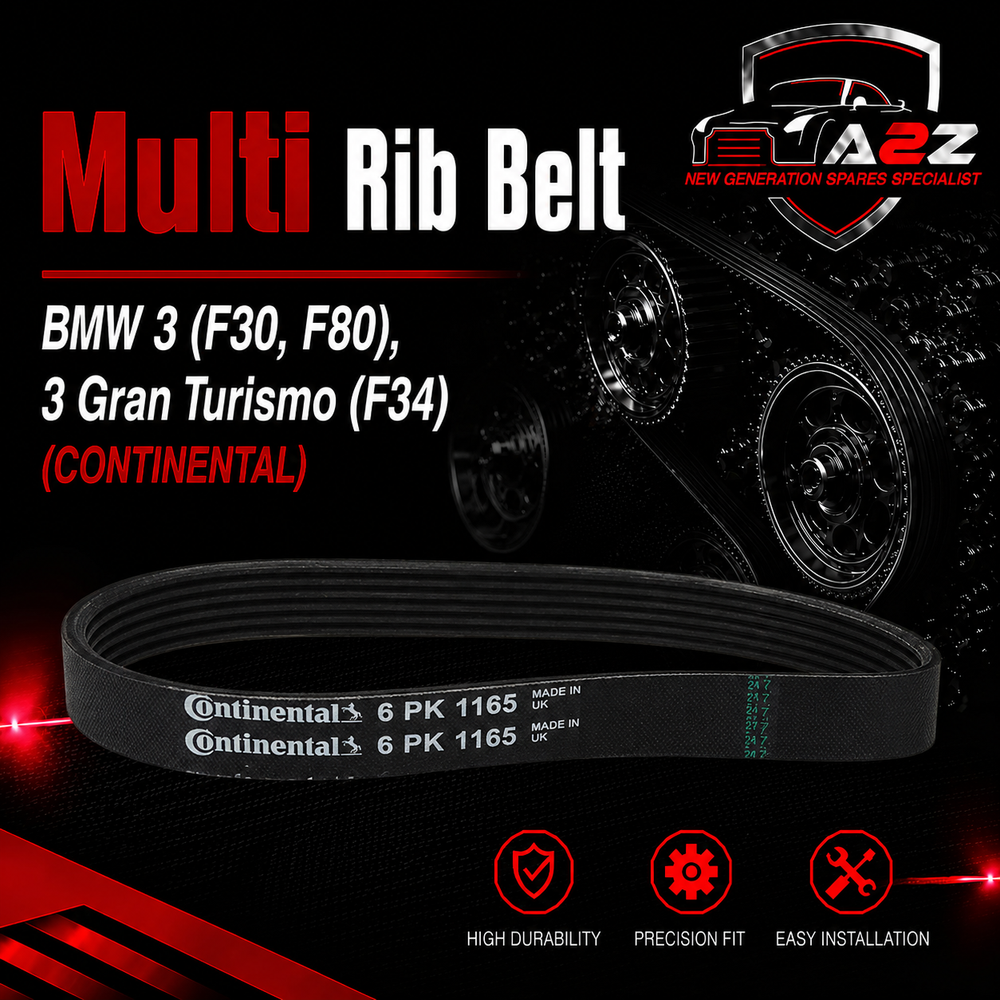 Multi Rib Belt 6PK1165 11288646475 Compatible With BMW 3 (F30, F80), 3 Gran Turismo (F34) (CONTINENTAL)