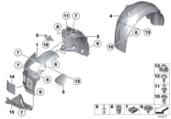 Front Wheel Arch Right 51757256866 Compatible With BMW For 5 Series F18 (2011-17)