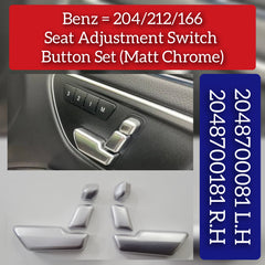 Seat Adjustment Buttons Mat Chrome ( L.H 2048700081 2129059600 1669053900 & R.H 2048700181 2129059700 1669054000) Compatible with MERCEDES-BENZ C-CLASS W204 & E-CLASS W212 C207 & GL-CLASS W166 & M-CLASS W166