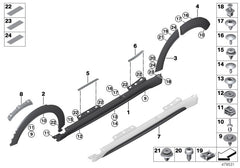 Rear Left Door Eyebrow 51777389363 Compatible With Mini Cooper Countryman - F60 (2016-2022) Tag No.161