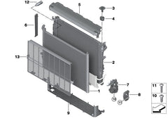 Engine Cooling Radiator 17118650745 17118686026 17118743664 Compatible with BMW 5 Series (G30, F90) & 6 Gran Turismo (G32) & 7 Series (G11, G12)