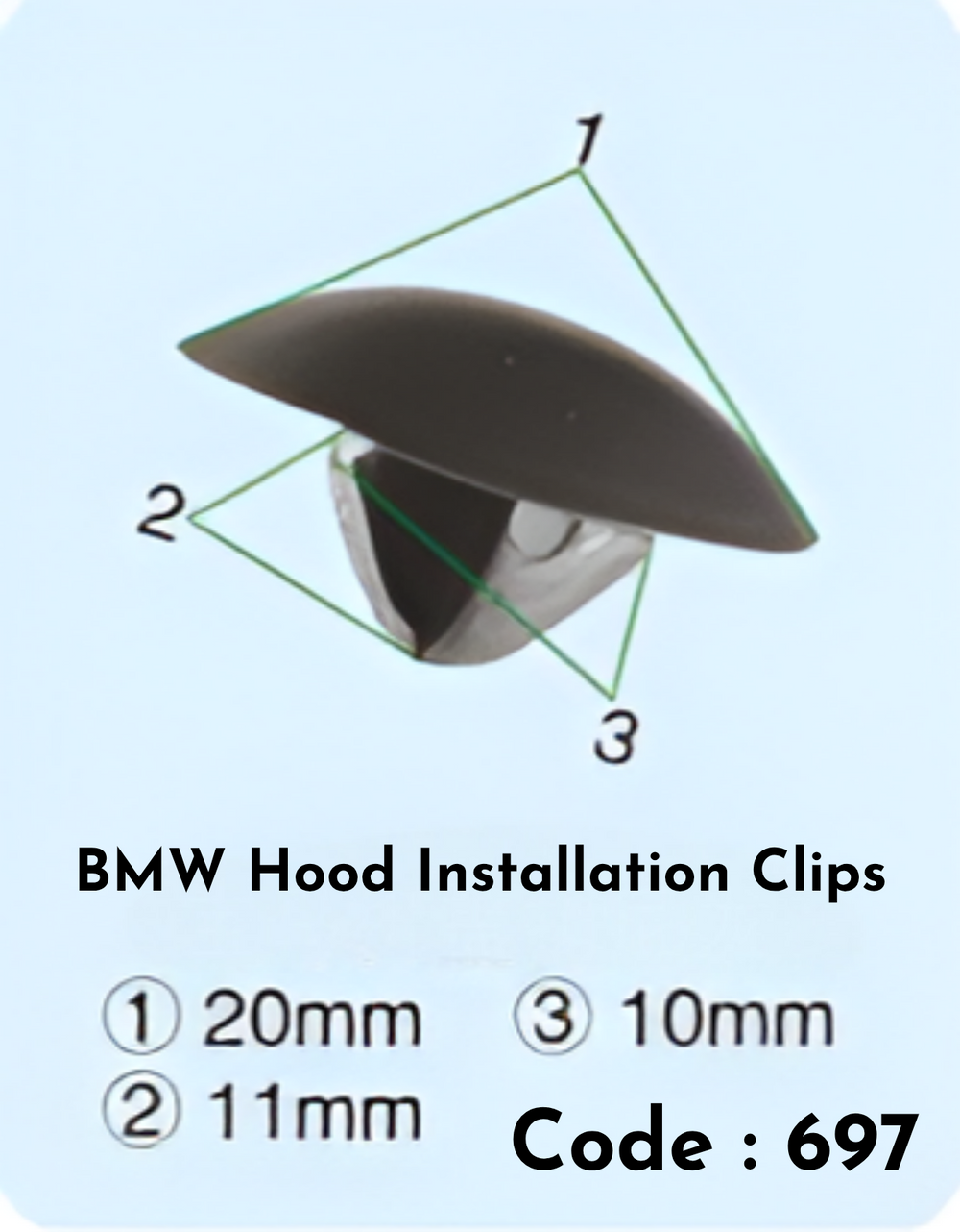 Hood Instalation Clips (Set of 10) Code:697 Compatible With BMW