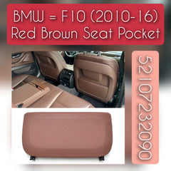 Brown Seat Storage Pocket cover 52107232090 Compatible With BMW 5 Series F10 T-1 (Llastic Fitting)