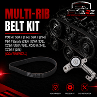 Multi Rib Belt Kit 6PK1180K4 31401461 Compatible With VOLVO S60 II (134), S90 II (234), V90 II Estate (235), XC40 (536), XC60 I SUV (156), XC60 II (246), XC90 II (256) (CONTINENTAL)