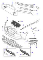 Front Bumper Blade (Chromed) Left C2Z16217 Right C2Z16213 Compatible With Jaguar XF I (X250) XF II (X260) Tag No.607 (2012-2015)