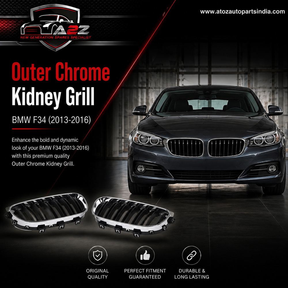 Outer Chrome Kidney Grill Left 51137294807 & Right 51137294808 Compatible With BMW 3 Series GT (F34) (2013-2016) Tag No.97