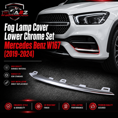 Fog Lamp Cover Lower Chrome Set Left 1678858203 & Right 1678858403 Compatible With Mercedes Benz W167 GLE (2019-24) Tag No.364