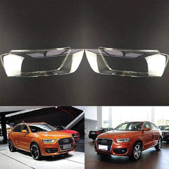 Headlight Lens Cover Car Front Shell Cover Transparent Headlamp Compatible for Audi Q3 (Old) 2012-2015.