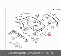 Rear Bumper Chrome Left 2048850921 & Right 2048851021 Compatible With Mercedes Benz C-Class (W204) (2007-2010) Tag No.282
