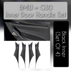 BMW 5 Series G30 black inner door handle set – 4-piece replacement without leather for 2017–2023 models with OEM fit and premium finish