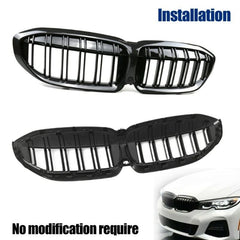 Bumper Grill Compatible With Bmw 3 Series G20 2018-2021 Front Bumper Grill Carbon Fiber Look