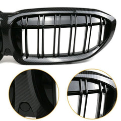 Bumper Grill Compatible With Bmw 3 Series G20 2018-2021 Front Bumper Grill Carbon Fiber Look