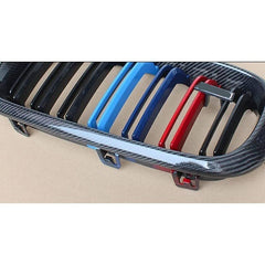 Front Bumper Grill Compatible With Bmw X5 F15 2014-2018 X6 F16 2015-2019 Front Bumper Grill Carbon Fiber Look M Colour