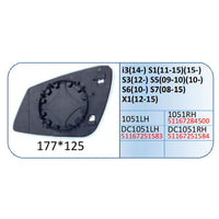 Mirror Glass Compatible With Bmw 5 Series Mirror Glass 1 Series F20 12-14 3 Series F30 12-18 5 Series F10 10-17 6 Series F12 11-16 7 Series F02 09-16 Right 1051 RIGHT