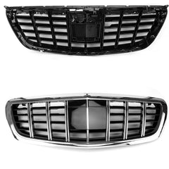 Front Bumper Grill Compatible With Mercedes S Class W222 2014-2020 Maybach Brabus Sports Gt Amg Front Bumper Panamericana Grill W222 Grill Maybach Silver