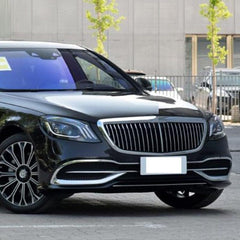 Front Bumper Grill Compatible With Mercedes S Class W222 2014-2020 Maybach Brabus Sports Gt Amg Front Bumper Panamericana Grill W222 Grill Maybach Silver