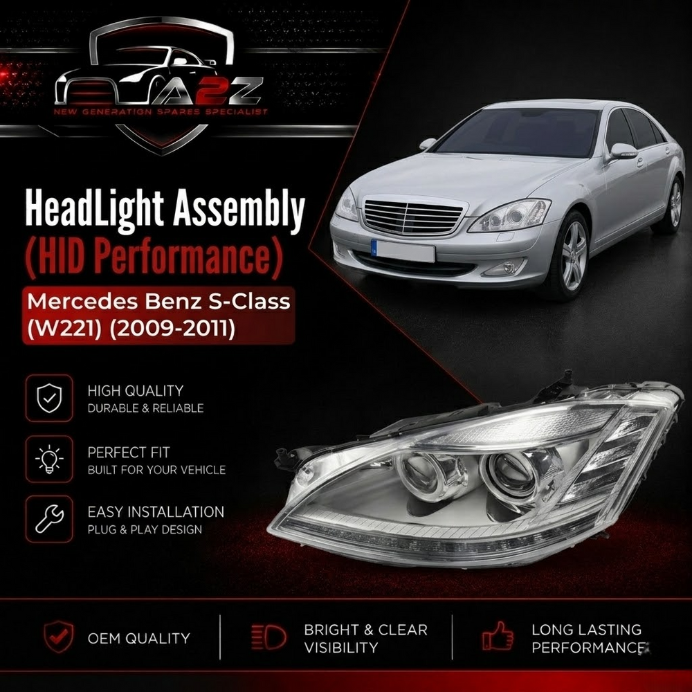 Complete Headlight Assembly (HID Performance) Left A2218200959 & Right A2218201059 A221820095964 Compatible With Mercedes Benz S-Class (W221) (2009-2011) Tag No.131