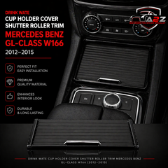 Water Cup Holder Roller Cover Trim Black 1666803814 Compatible With Mercedes Benz GL-Class W166 & GLE W166 & GLS