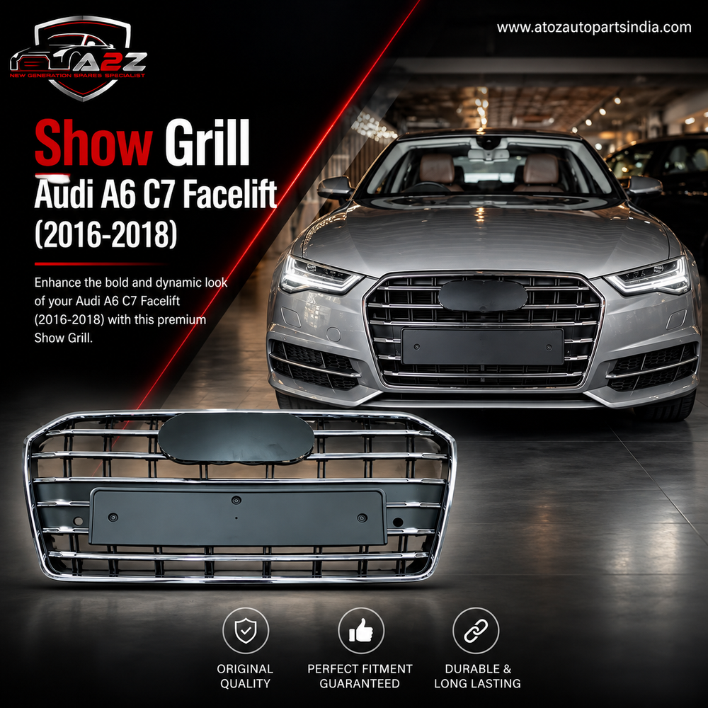 Show Grill Compatible With Audi A6 C7 Facelift(2016-18) Matrix Silver Chrome