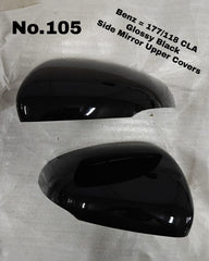 Side Mirror Upper Covers Glossy Black Right & Left Compatible With Mercedes Benz A-Class (W177) Tag No.105