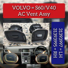 Black Ac Vent Grille Assembly Right 31393995 & Left 31393997 Compatible With VOLVO V40 & S60