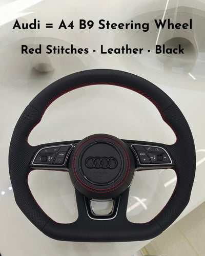 Black Red Stitches Black Steering Wheel Compatible With Audi A4 B9