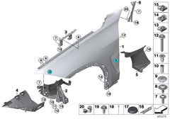 Front Right Fender Support Bracket 51647294544 Compatible With BMW For X5 X6 F15 F16 F85 F86 (2013-18)