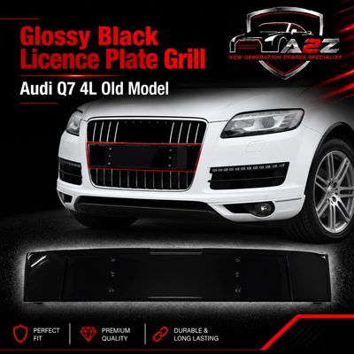 Glossy Black Licence Plate Grill 4L0807285D Compatible With Audi Q7 4L Old Model