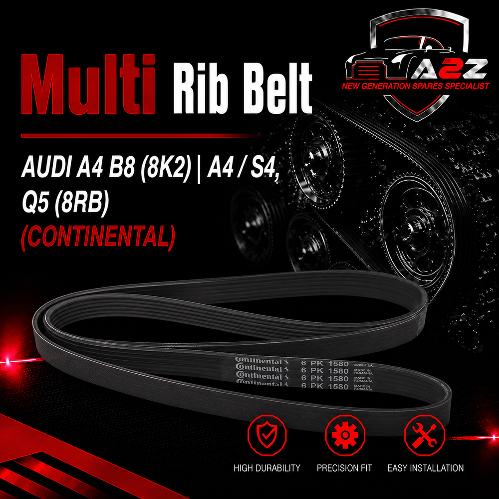 Multi RIB Belt 6PK1580 03L903137A Compatible With AUDI A4 B8 (8K2) | A4 / S4, Q5 (8RB) (CONTINENTAL)
