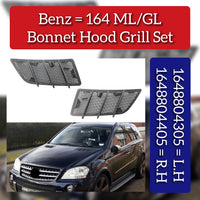 Hood Air Vent Grille Cover Set Left 1648804305 & Right 1648804405 Compatible With MERCEDES BENZ M-CLASS W164 & GL-CLASS W164