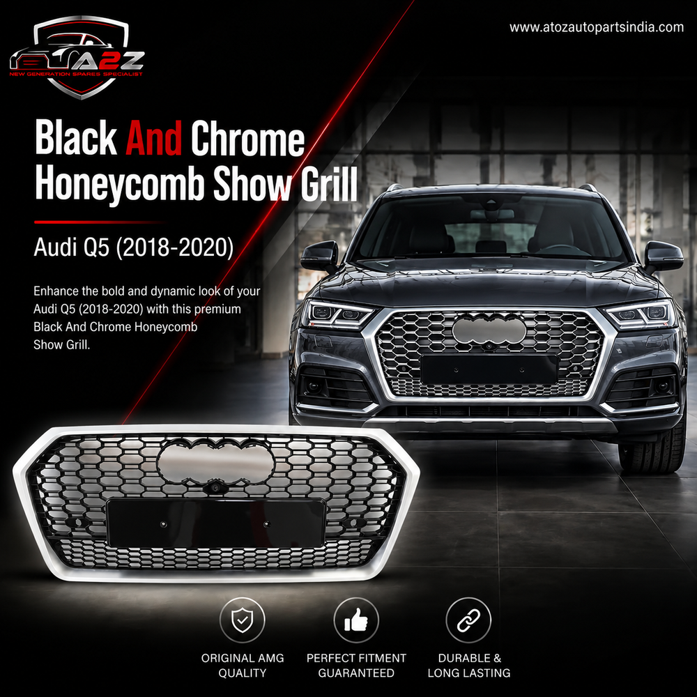 RSQ5 Black And Chrome Honeycomb Show grill Audi Compatible With Q5 (2018-2020) Tag No.152
