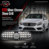 GTR Silver Chrome Show Grill Compatible With Mercedes Benz B-Class W246 (2015-2019) Tag 43