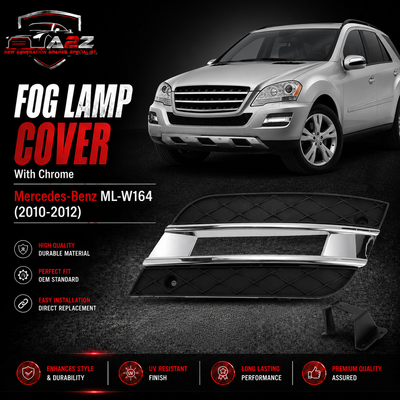 Fog Lamp Cover With Chrome Left 1648801924 & Right 1648802024 A1648801924 Compatible With Mercedes-Benz ML-W164 (2010-2012) Tag No.342