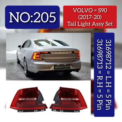 Tail Light Rear Lamp Left 31698712 & Right 31698713 Compatible With VOLVO S90 (2017-2020) Tag No.205