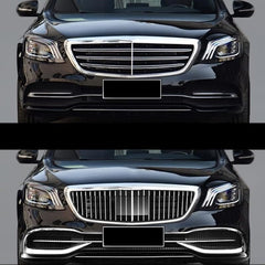 Front Bumper Grill Compatible With Mercedes S Class W222 2014-2020 Maybach Brabus Sports Gt Amg Front Bumper Panamericana Grill W222 Grill Maybach Silver