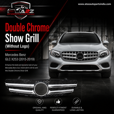 Double Chrome Show Grill (Without Logo) Compatible With Mercedes Benz GLC X253 (2015-2019) Tag 51