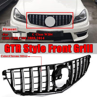 Front Bumper Grill Compatible With Mercedes Benz C Class W204 2007-2014 Front Bumper Grill W204 Grill Gtr Silver