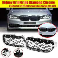 Front Bumper Grill Compatible With Bmw 3 Series F30 2012-2018 Front Bumper Grill Diamond Chrome