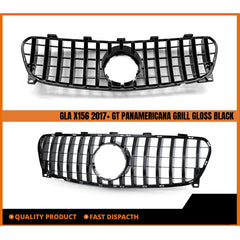 Front Bumper Grill Compatible With Mercedes Gla W156 X156 2017-2020 Front Bumper Panamericana Grill W156 Grill Gtr Black Lci
