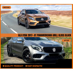 Front Bumper Grill Compatible With Mercedes Gla W156 X156 2017-2020 Front Bumper Panamericana Grill W156 Grill Gtr Black Lci