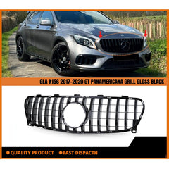 Front Bumper Grill Compatible With Mercedes Gla W156 X156 2017-2020 Front Bumper Panamericana Grill W156 Grill Gtr Black Lci