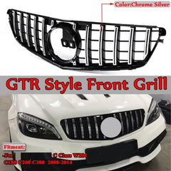 Front Bumper Grill Compatible With Mercedes Benz C Class W204 2007-2014 Front Bumper Grill W204 Grill Gtr Silver