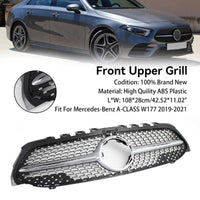 Front Bumper Grill Compatible With Mercedes Benz A Class W177 A250 A200 A45 2019-2023 Front Bumper Grill W177 Grill Diamond Silver